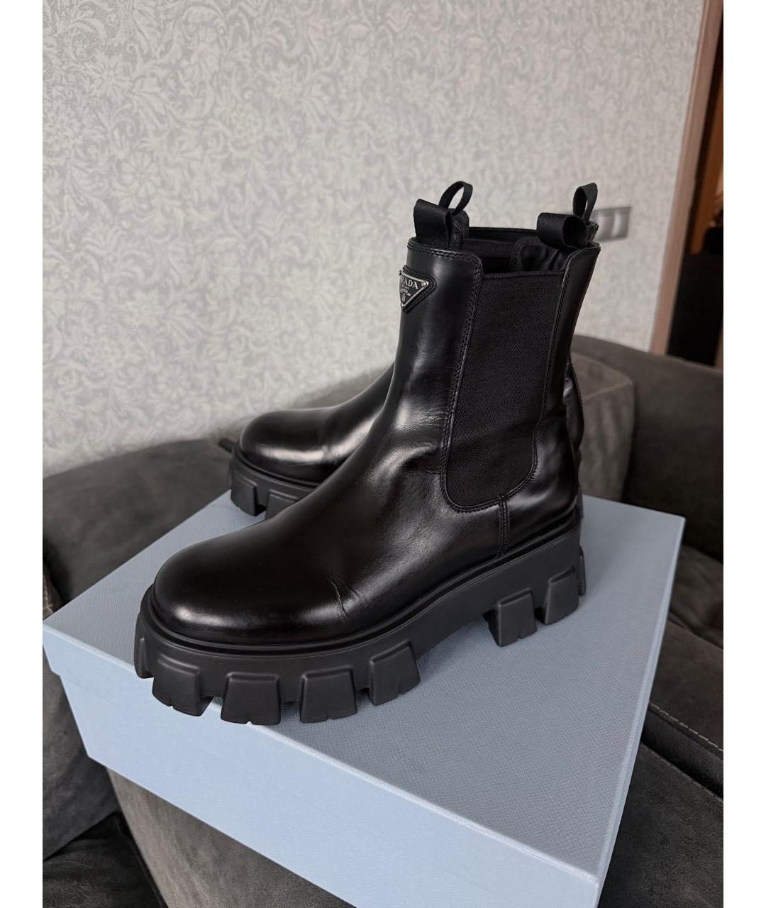 PRADA Черные кожаные ботинки, фото 5