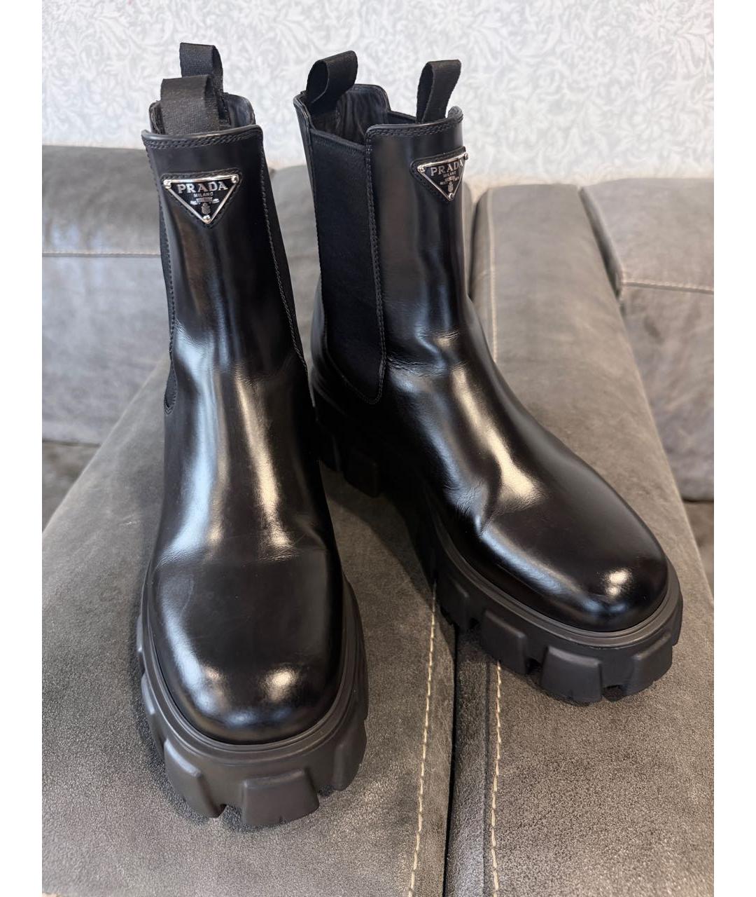 PRADA Черные кожаные ботинки, фото 2