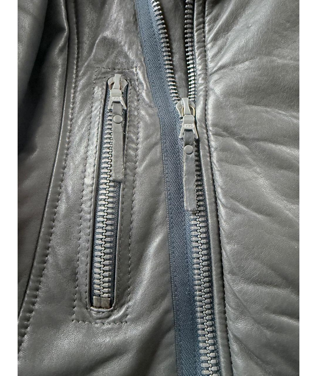BALENCIAGA Антрацитовая кожаная куртка, фото 4