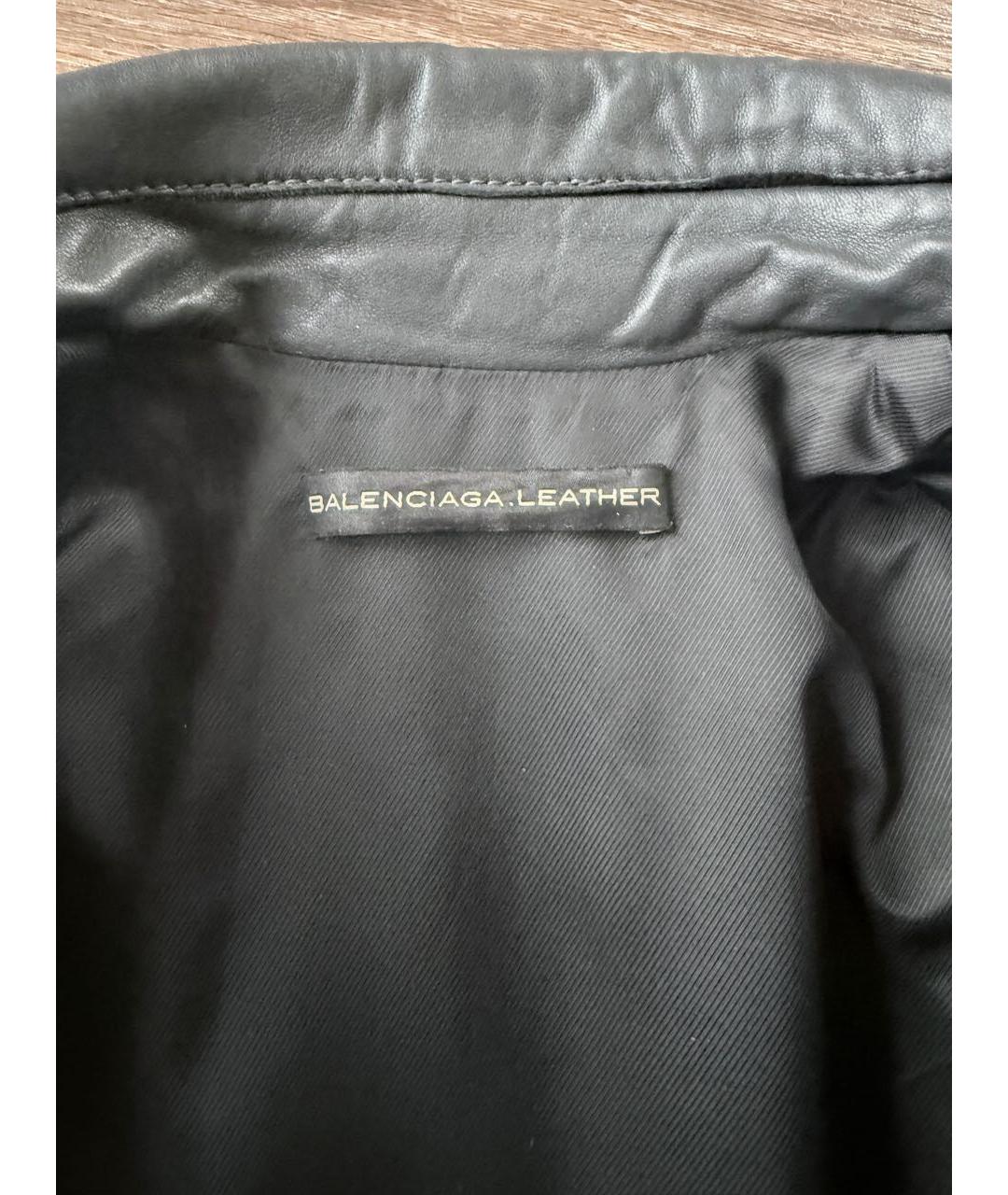 BALENCIAGA Антрацитовая кожаная куртка, фото 3