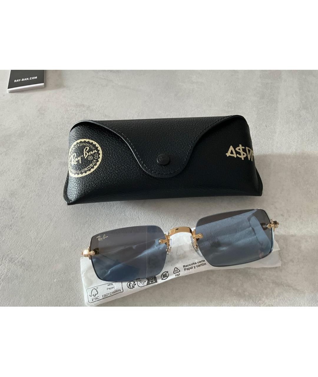 RAY BAN Темно-синие металлические солнцезащитные очки, фото 6