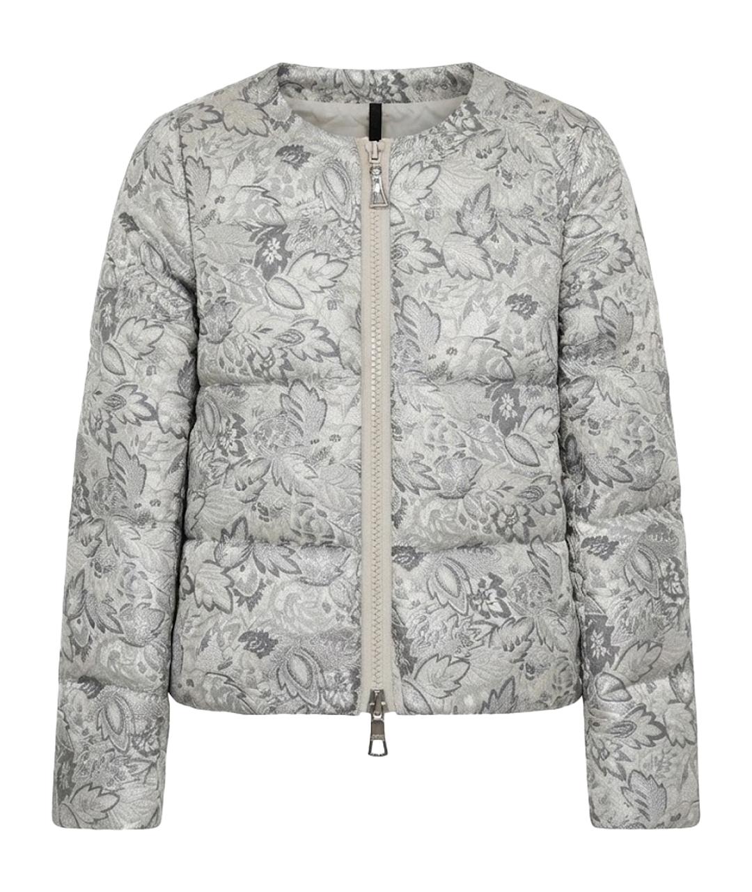 MONCLER Серебряная атласная куртка, фото 1