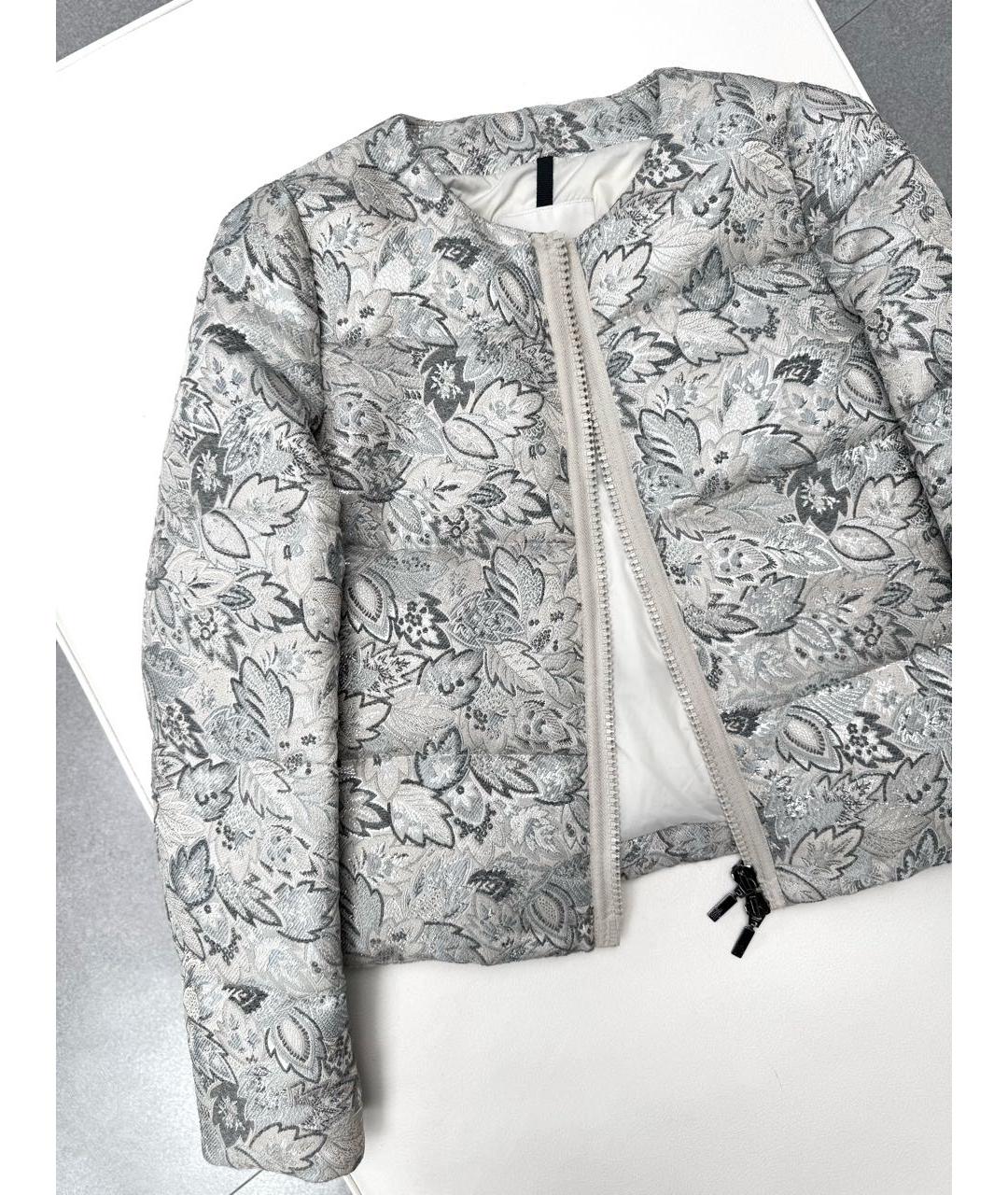 MONCLER Серебряная атласная куртка, фото 5