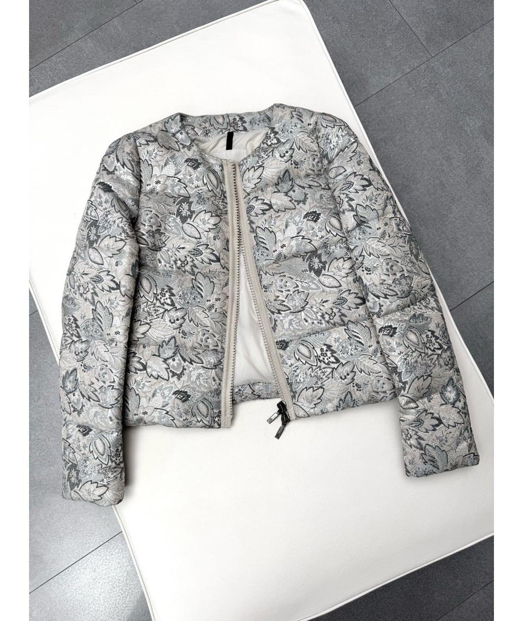 MONCLER Серебряная атласная куртка, фото 8