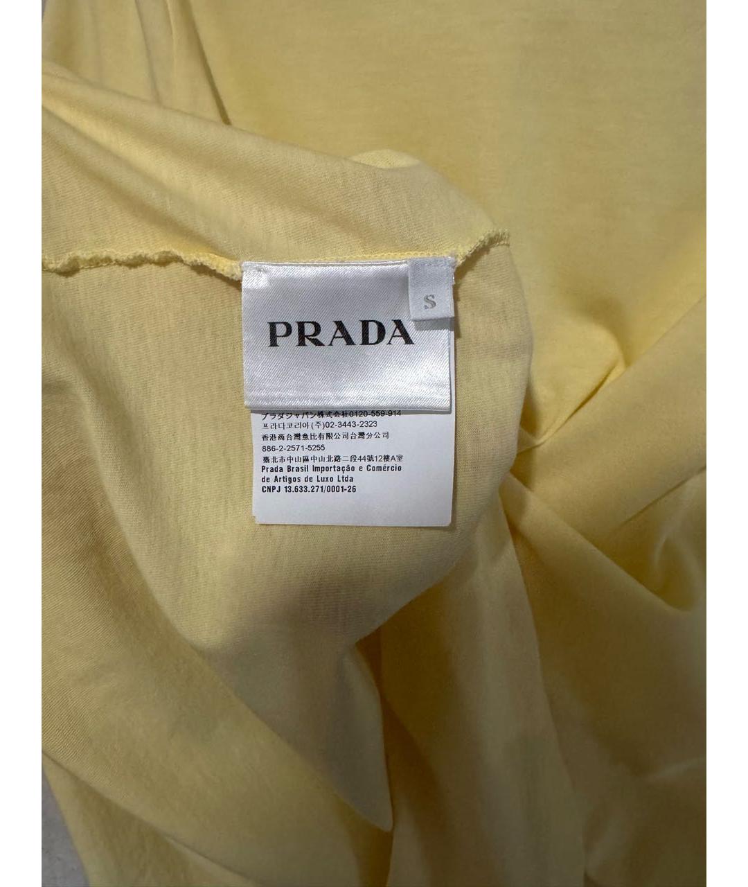 PRADA Желтая хлопковая футболка, фото 6