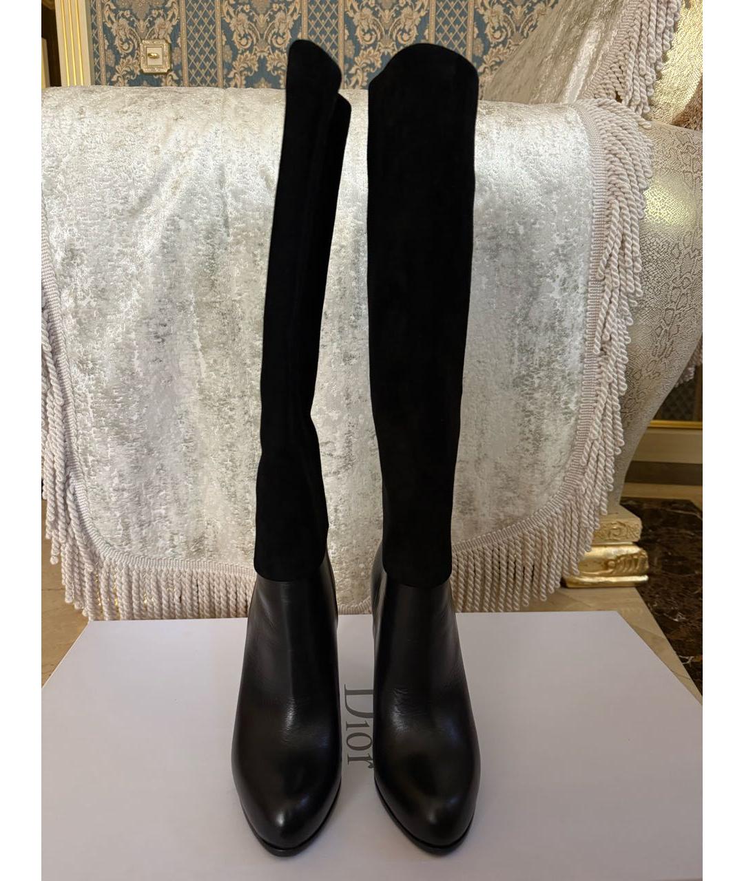 CHRISTIAN DIOR Черные кожаные сапоги, фото 2