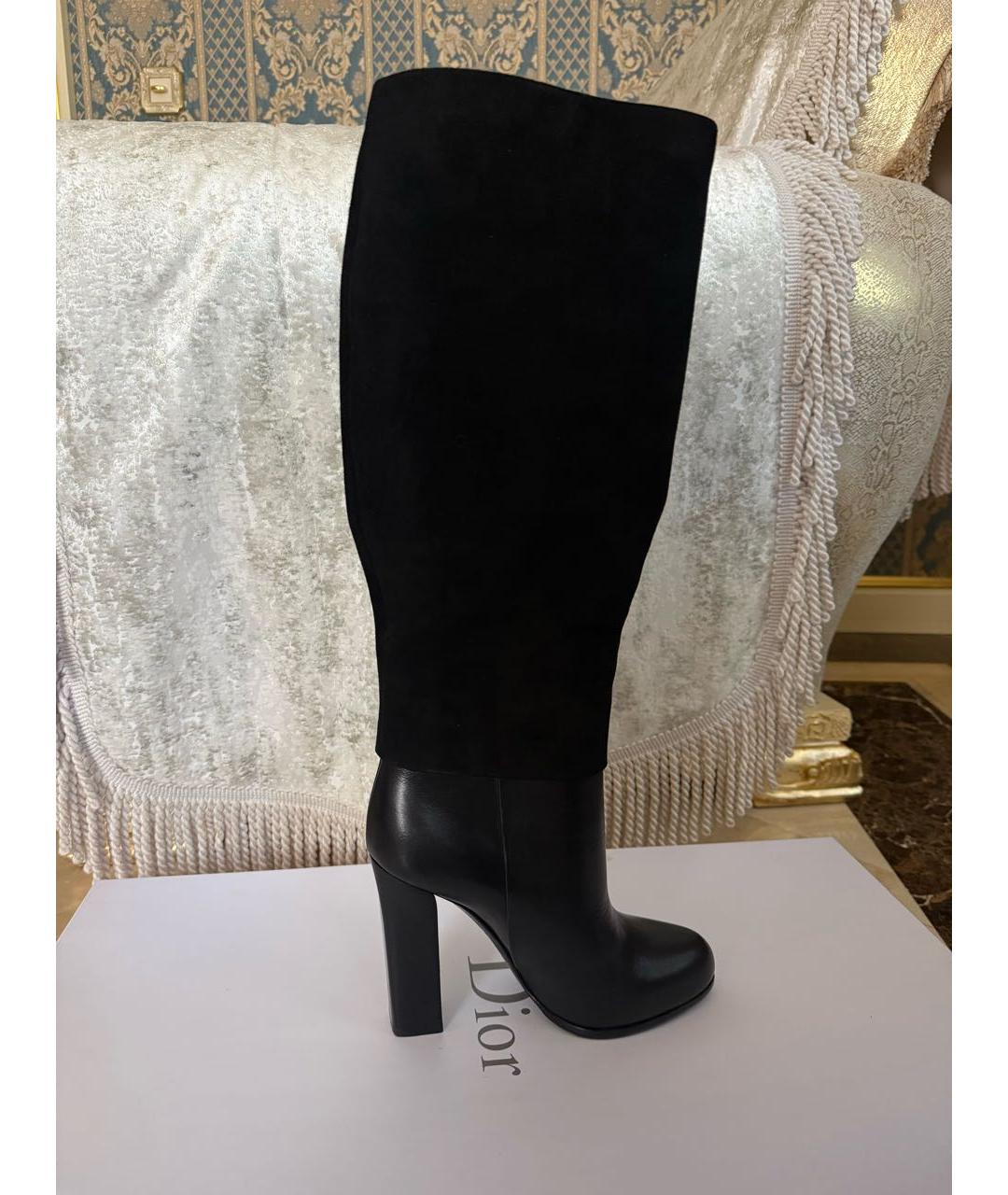 CHRISTIAN DIOR Черные кожаные сапоги, фото 5