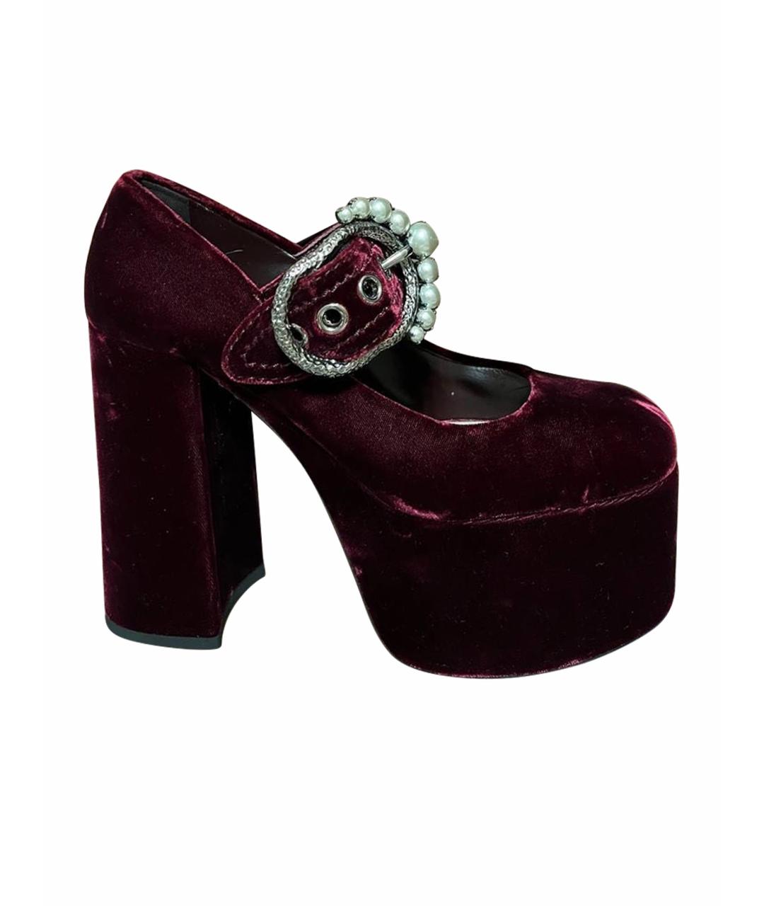 MIU MIU Бордовые бархатные туфли, фото 1