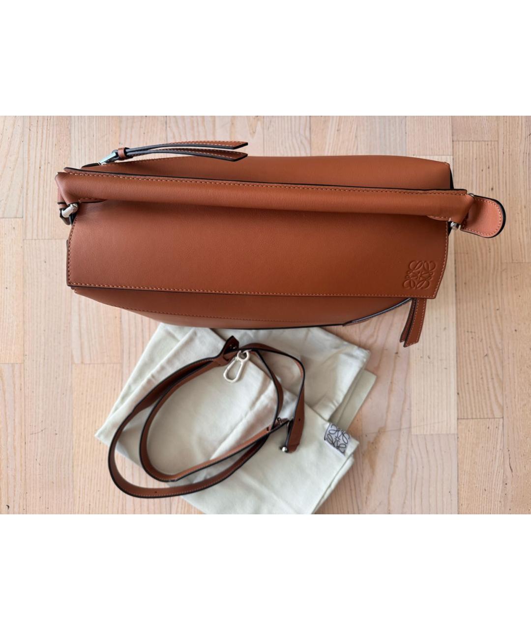 LOEWE Коричневая кожаная сумка с короткими ручками, фото 3