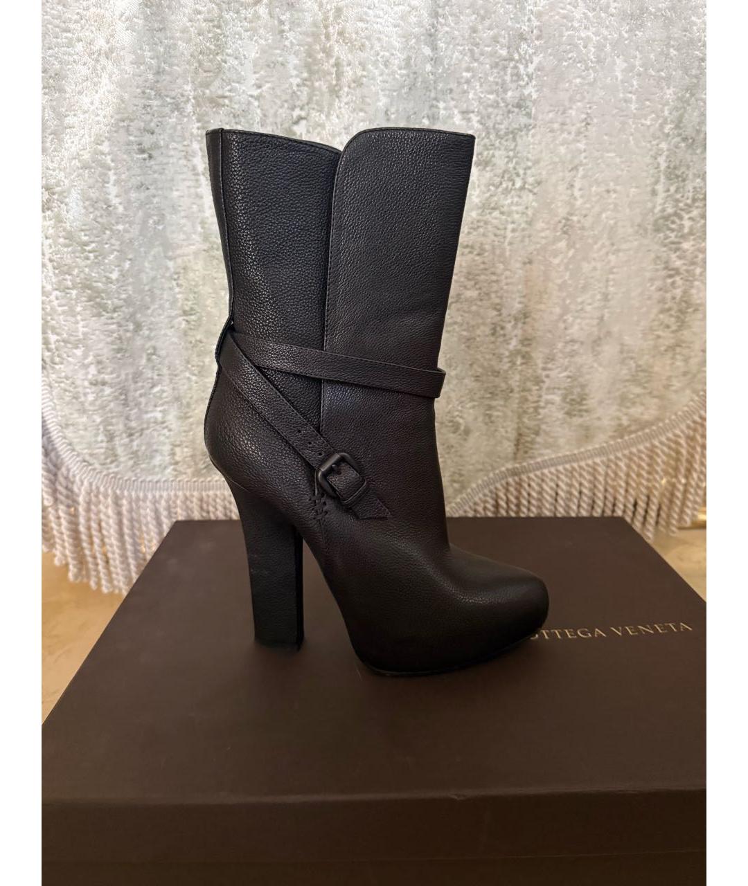 BOTTEGA VENETA Черные кожаные сапоги, фото 5