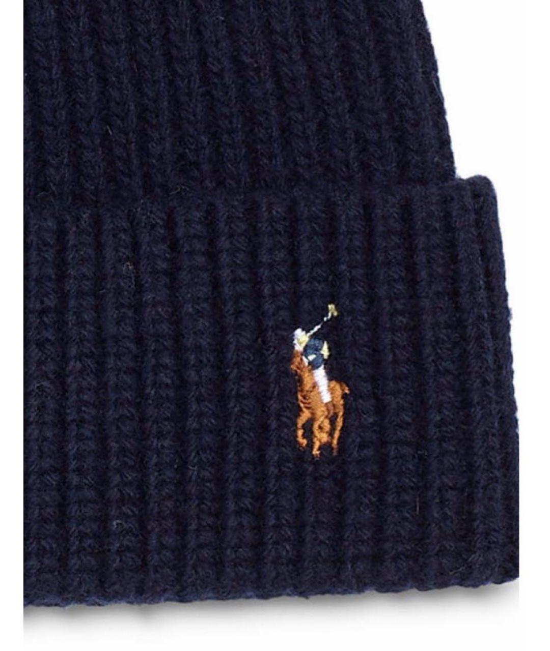 POLO RALPH LAUREN Темно-синяя шерстяная шапка, фото 2