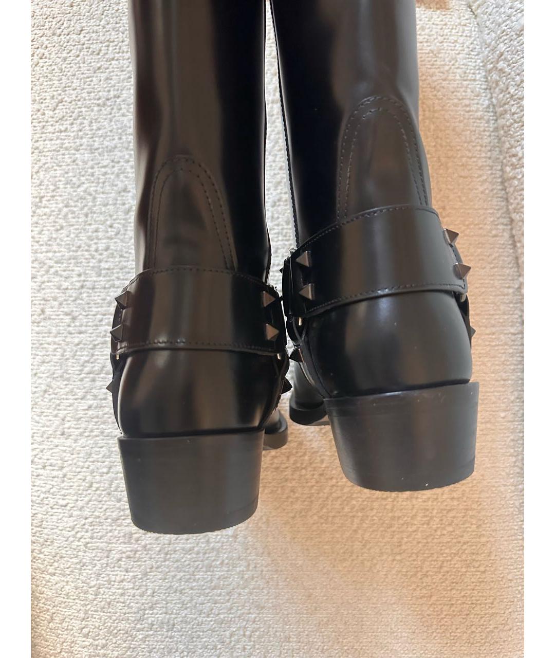 VALENTINO Черные кожаные сапоги, фото 4
