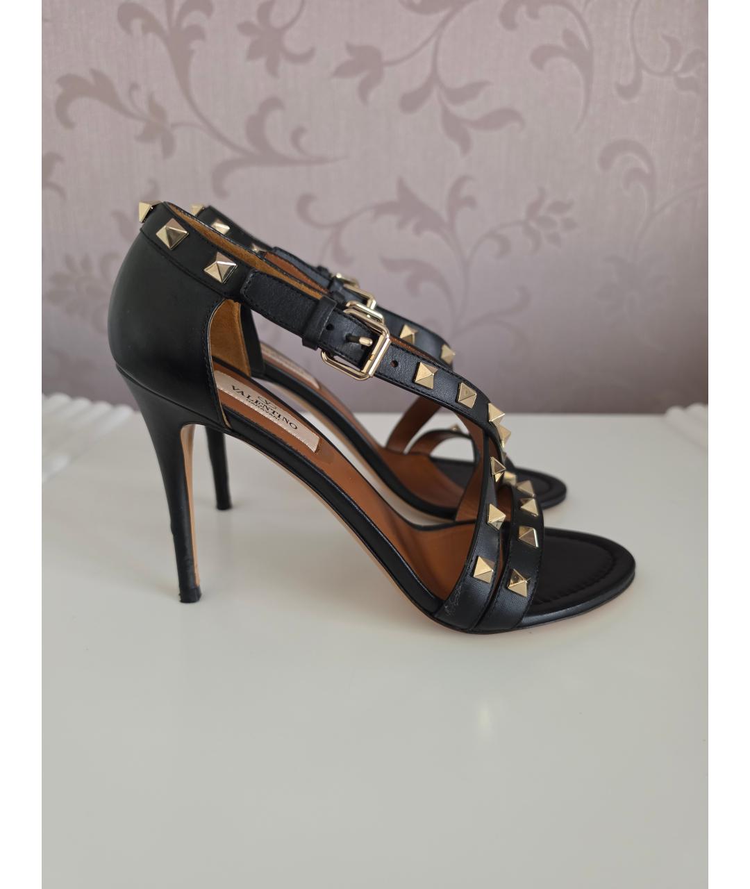 VALENTINO Черные кожаные босоножки, фото 8