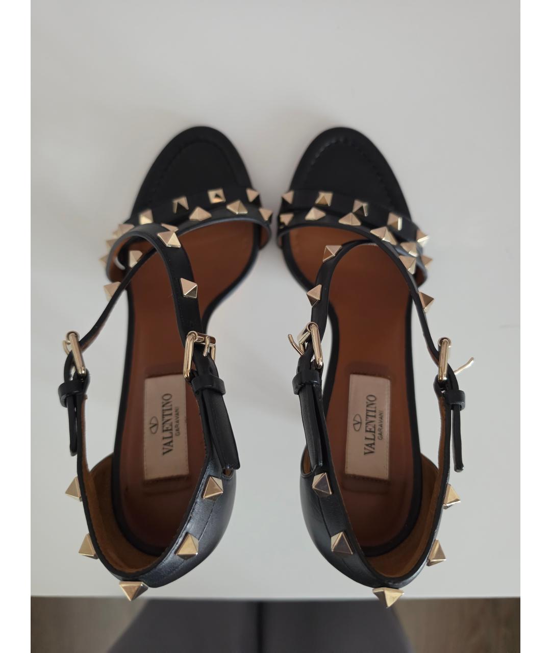 VALENTINO Черные кожаные босоножки, фото 3
