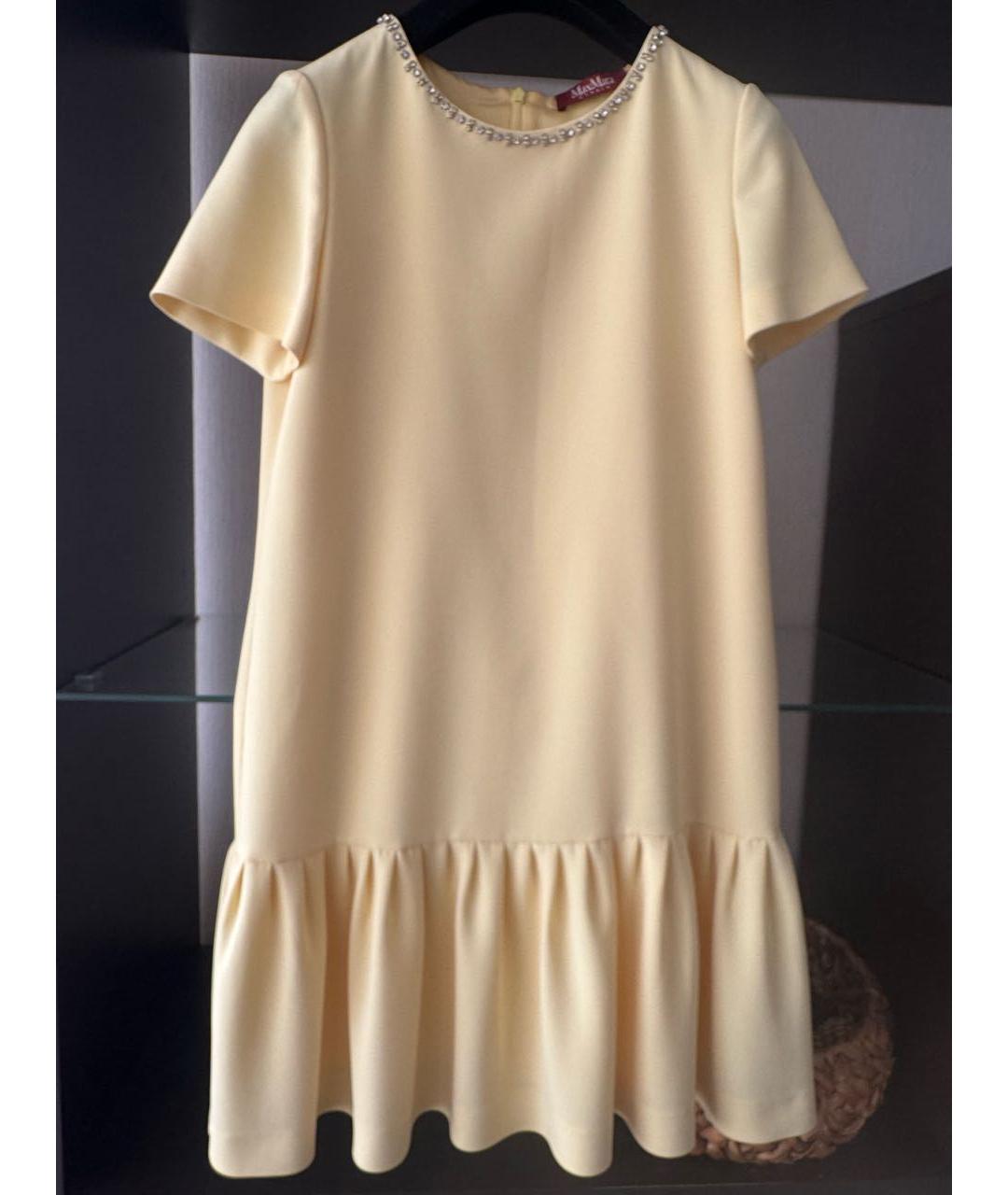 MAX MARA STUDIO Желтое хлопко-эластановое коктейльное платье, фото 6
