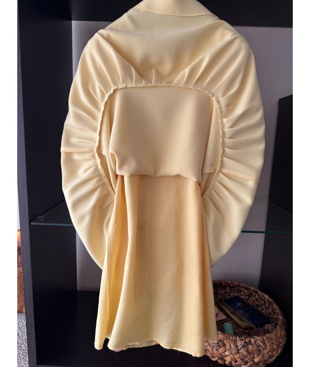 MAX MARA STUDIO Желтое хлопко-эластановое коктейльное платье, фото 5