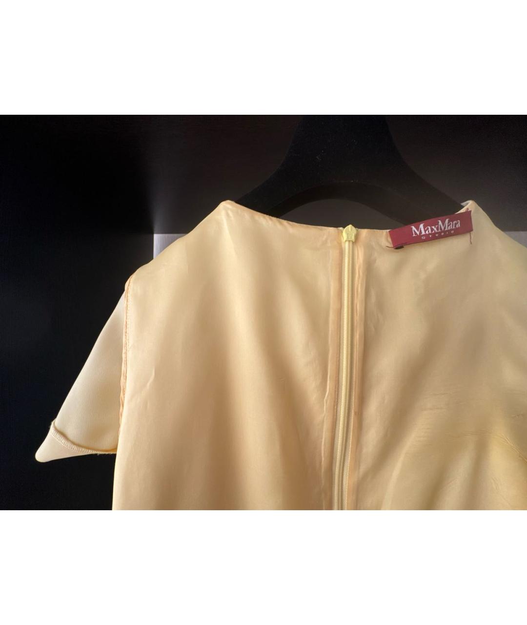 MAX MARA STUDIO Желтое хлопко-эластановое коктейльное платье, фото 3