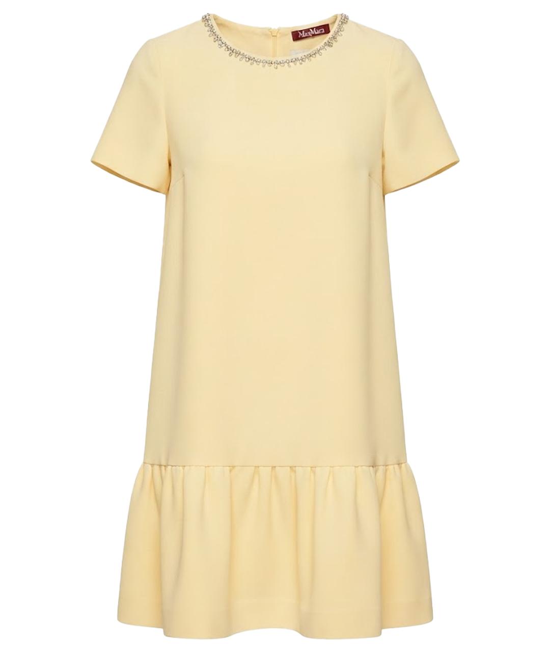 MAX MARA STUDIO Желтое хлопко-эластановое коктейльное платье, фото 1