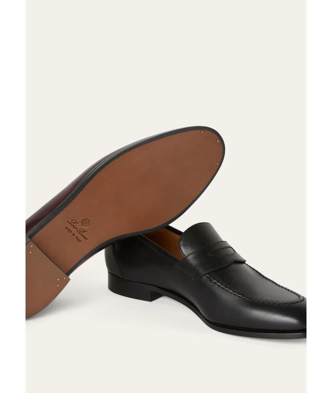 LORO PIANA Черные кожаные лоферы, фото 4