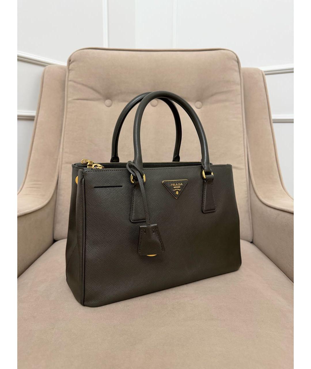 PRADA Хаки кожаная сумка тоут, фото 2