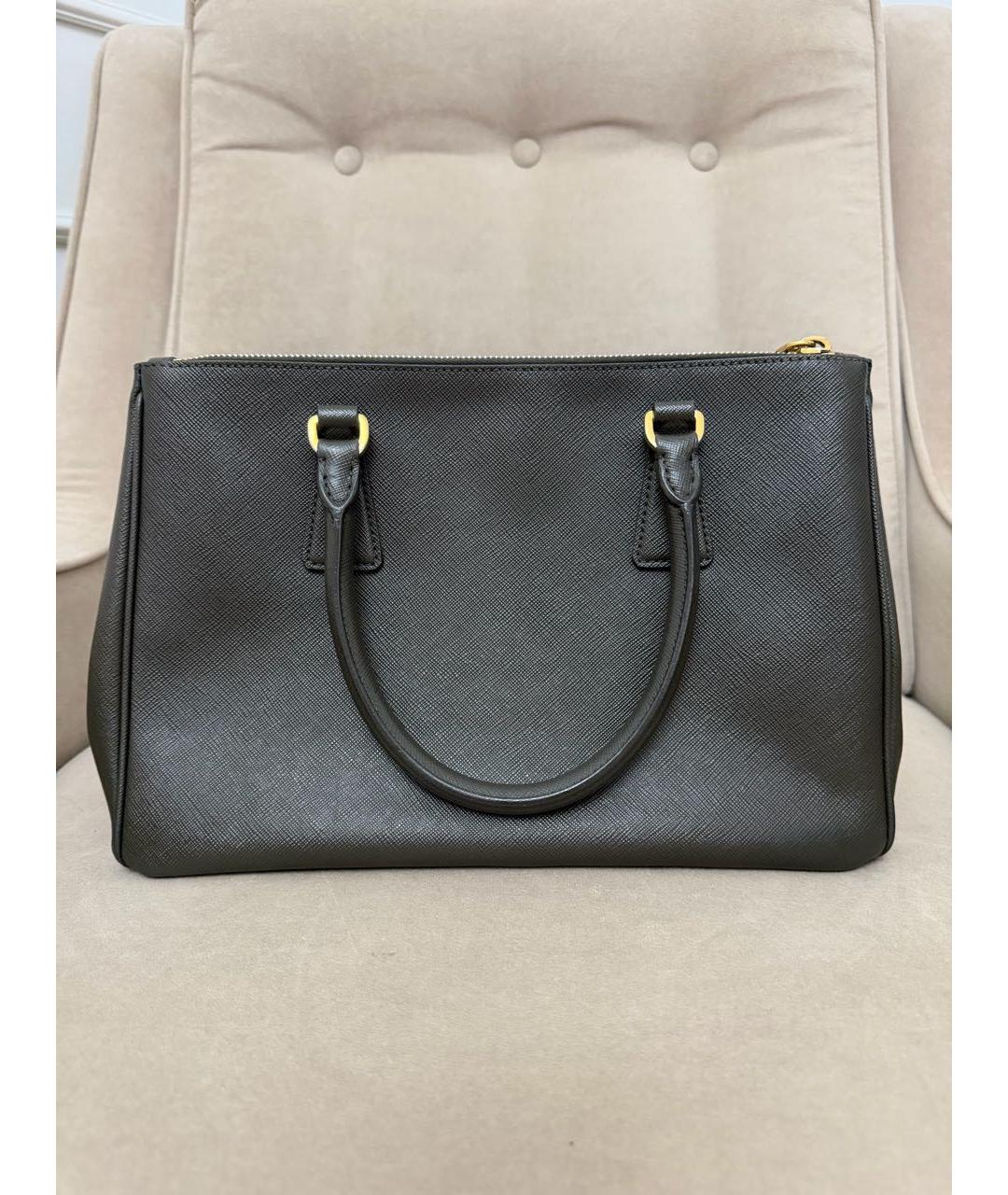 PRADA Хаки кожаная сумка тоут, фото 3