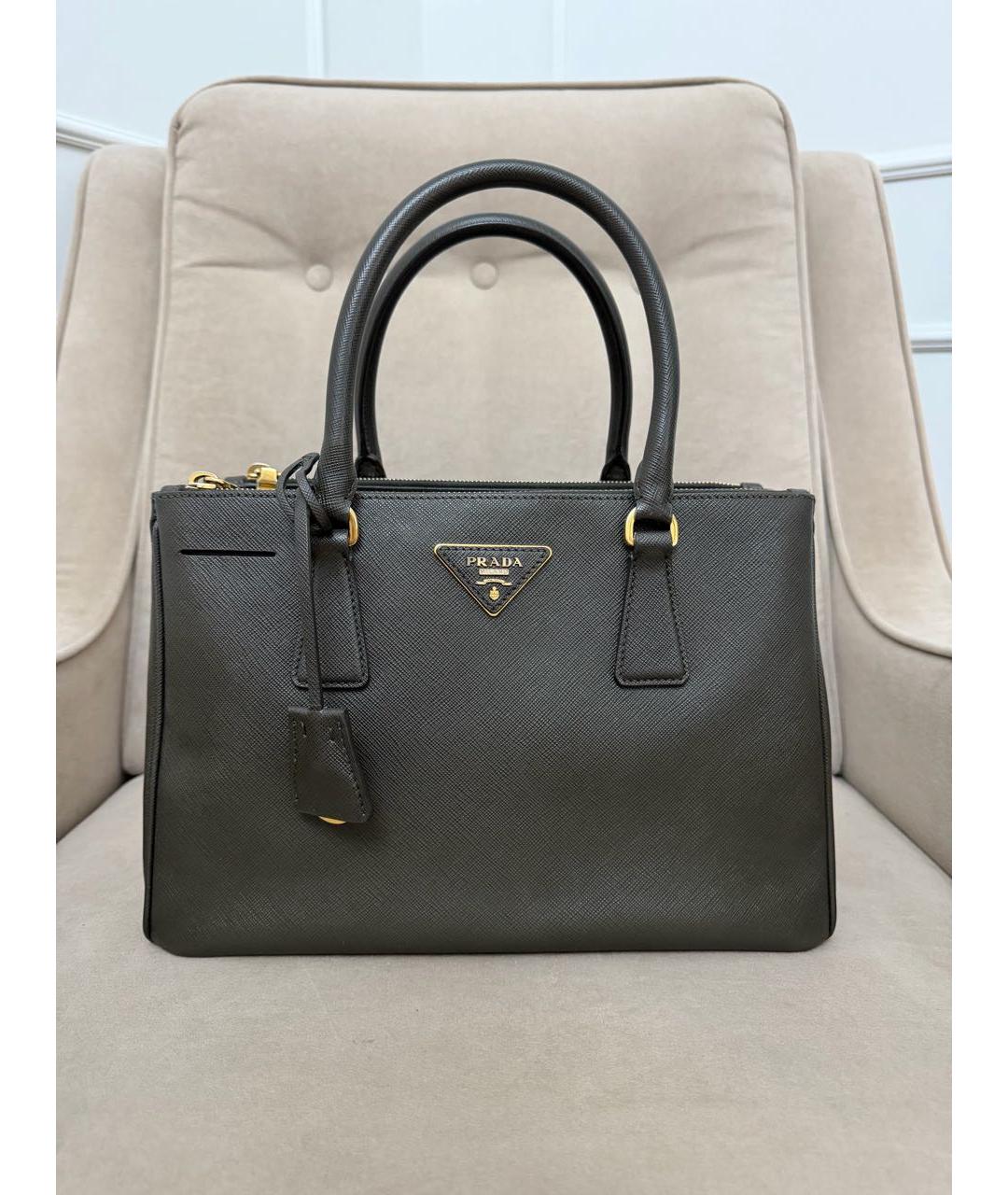 PRADA Хаки кожаная сумка тоут, фото 8