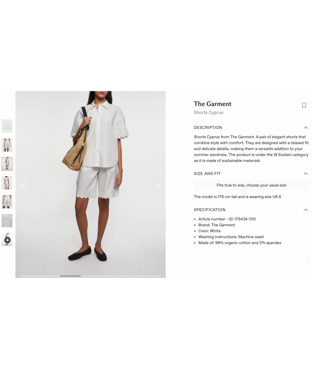 THE GARMENT Белые хлопковые шорты, фото 10