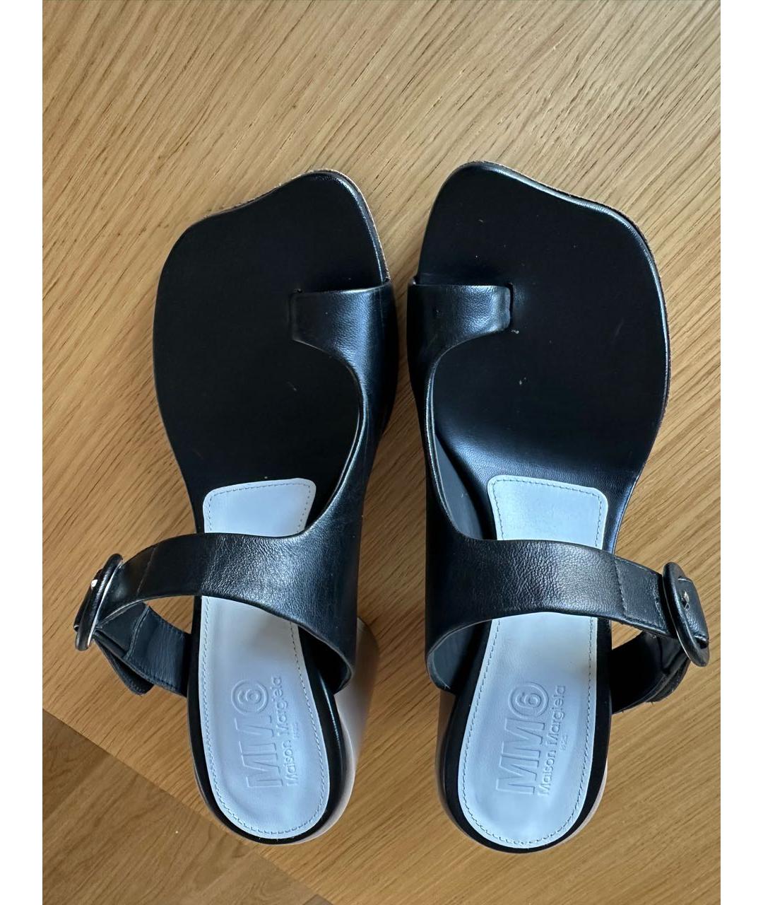 MM6 MAISON MARGIELA Черные кожаные мюли, фото 3