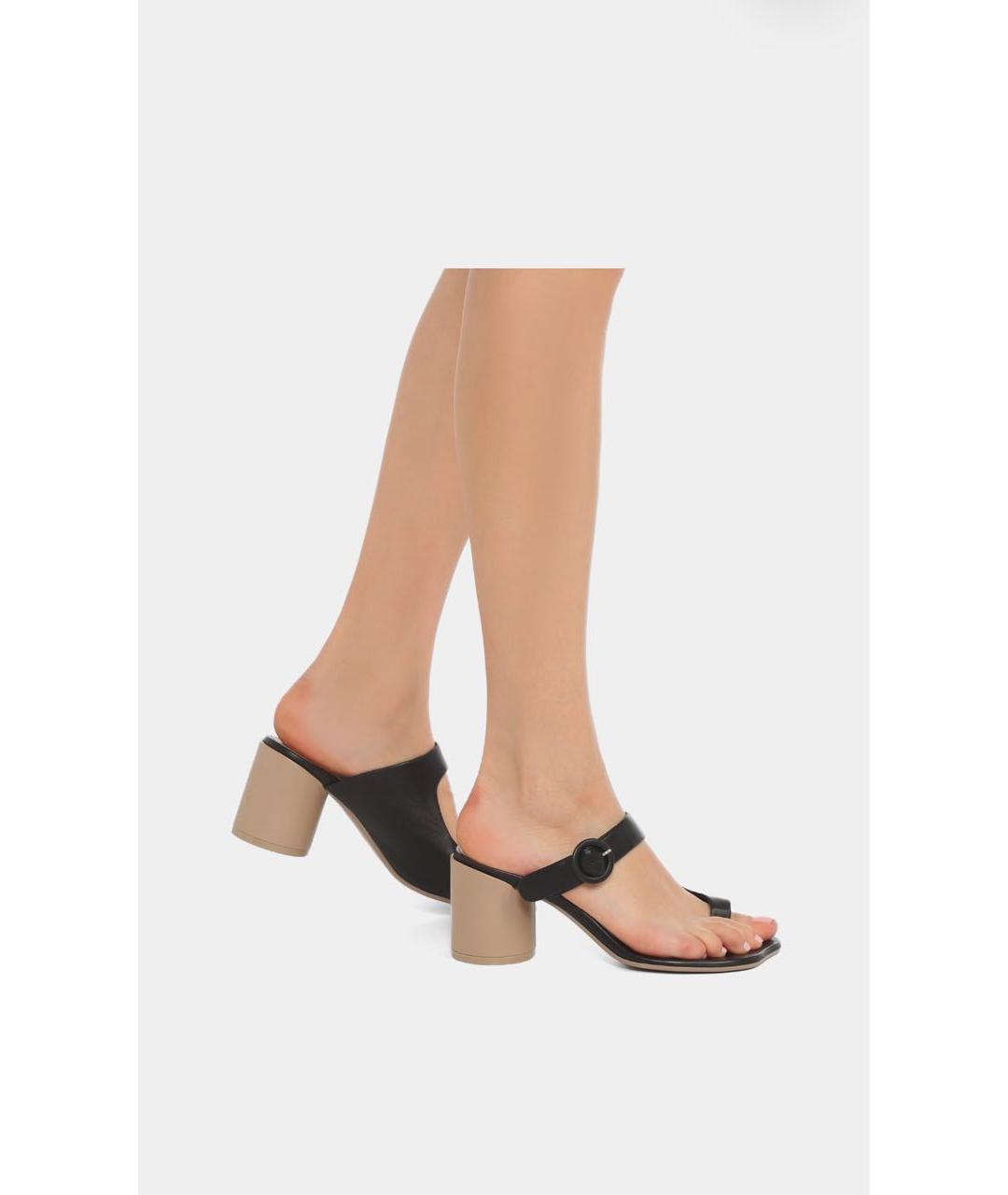 MM6 MAISON MARGIELA Черные кожаные мюли, фото 4