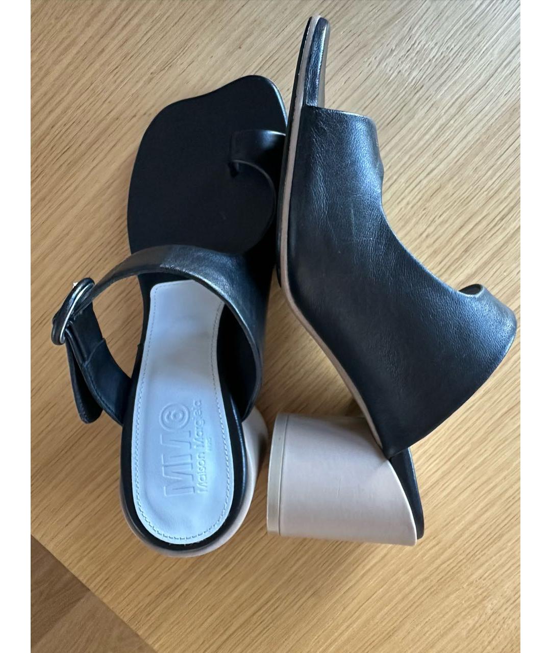 MM6 MAISON MARGIELA Черные кожаные мюли, фото 7