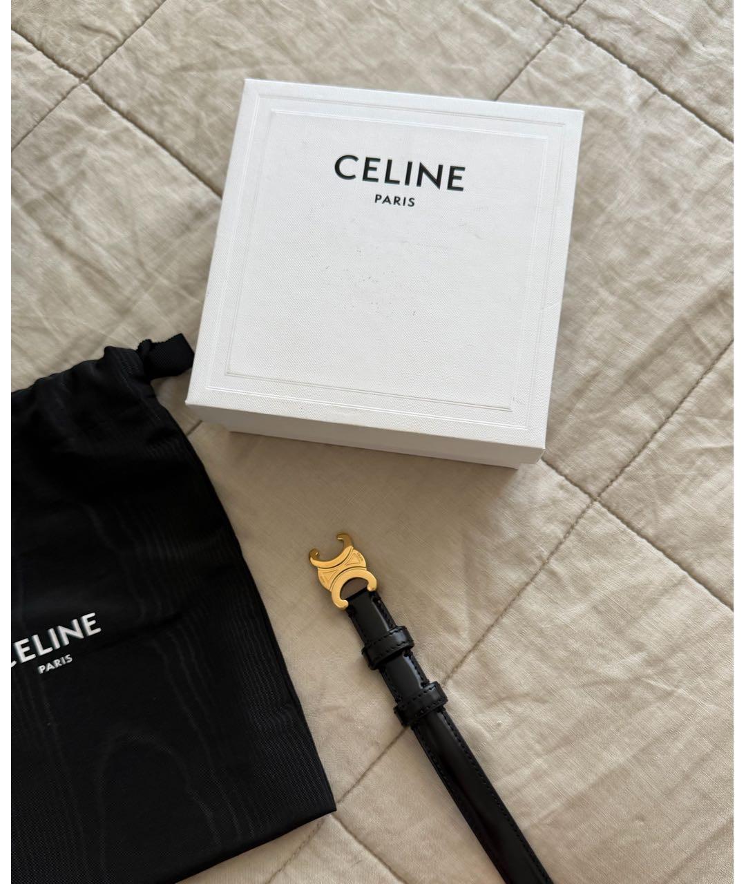 CELINE Черный кожаный ремень, фото 3