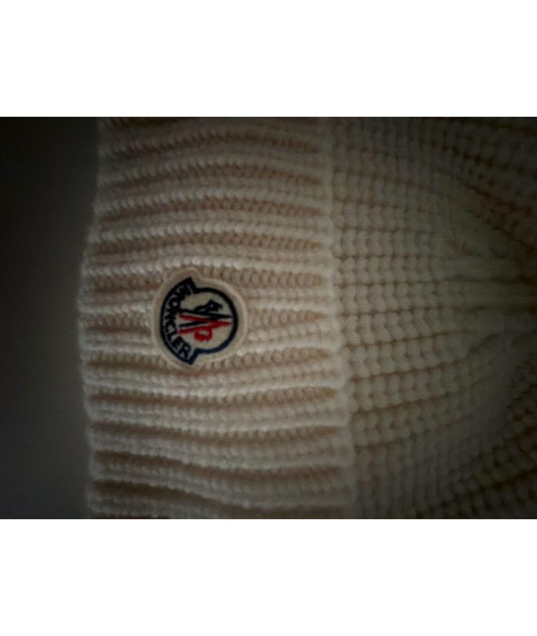 MONCLER Белая шерстяная шапка, фото 3