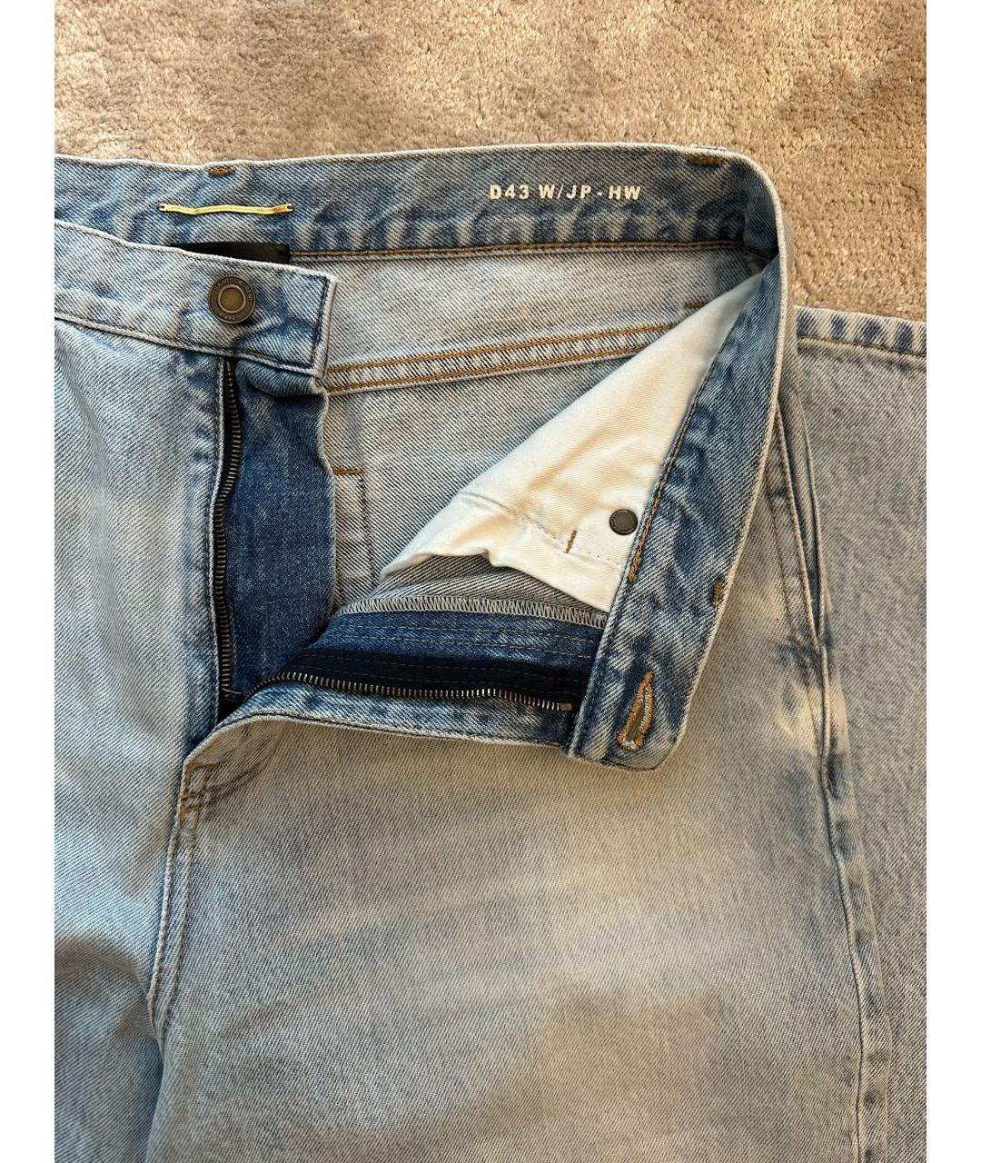 SAINT LAURENT Голубые хлопковые прямые джинсы, фото 5