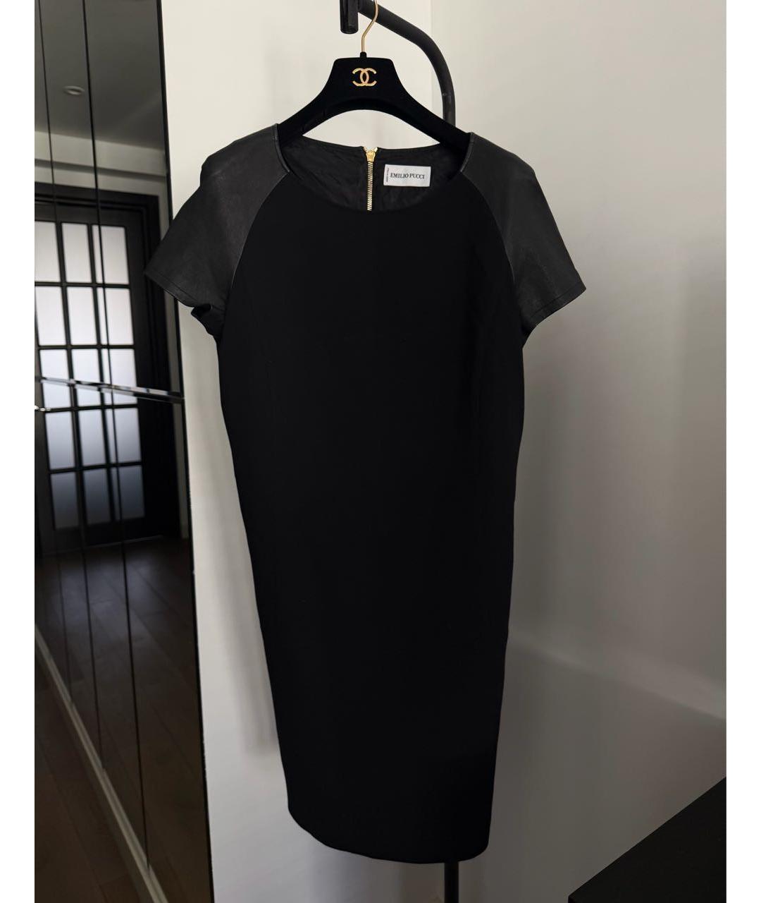 EMILIO PUCCI Черное кожаное коктейльное платье, фото 9