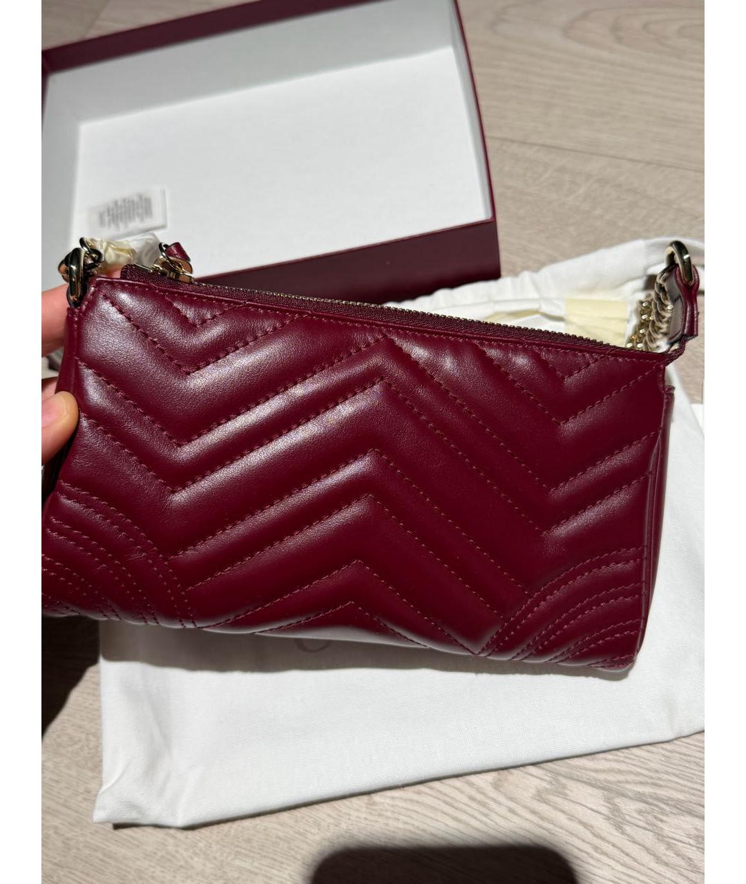 GUCCI Бордовая кожаная сумка через плечо, фото 2