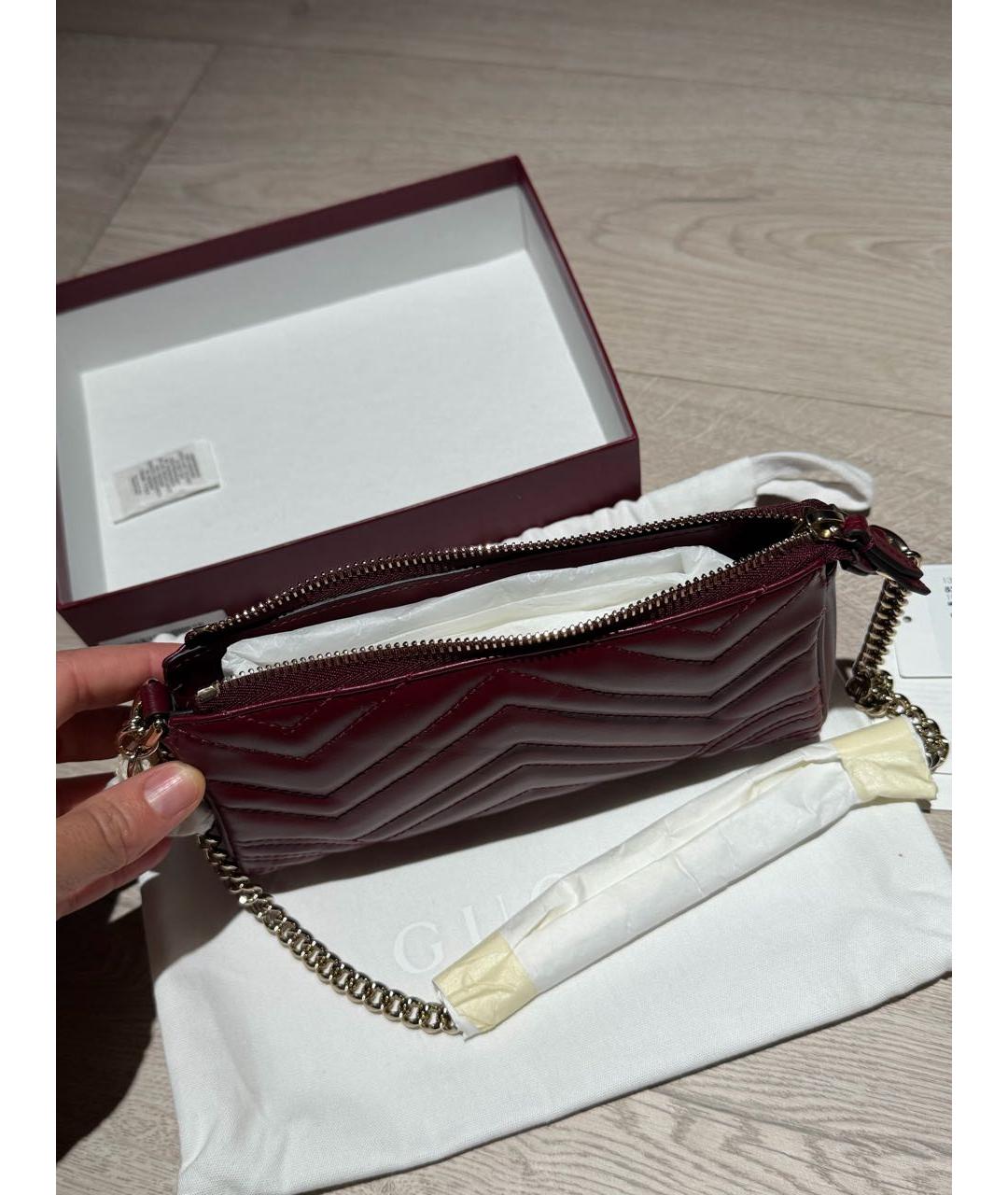GUCCI Бордовая кожаная сумка через плечо, фото 3