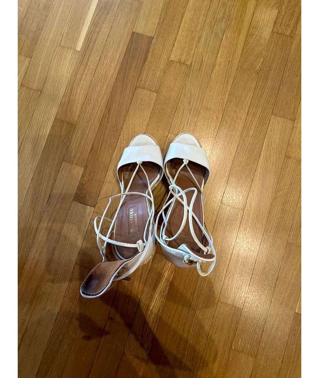 AQUAZZURA Белые кожаные босоножки, фото 3