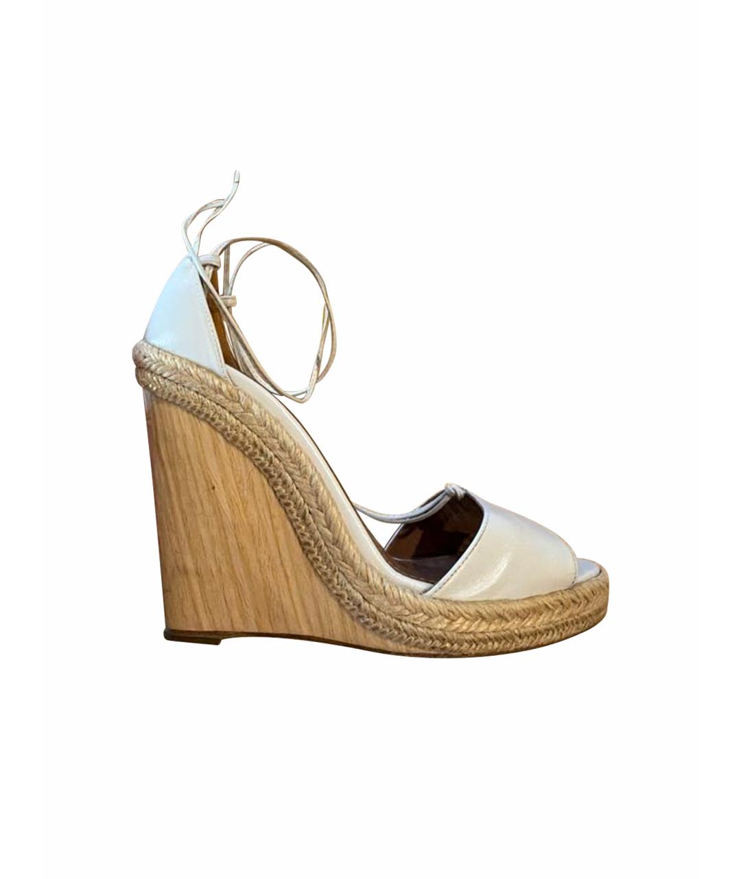 AQUAZZURA Белые кожаные босоножки, фото 5