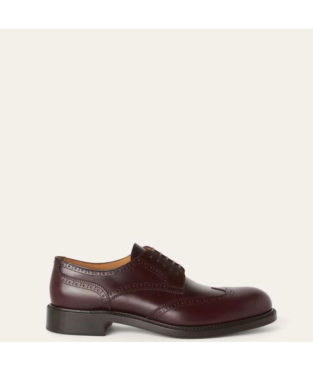 LORO PIANA Бордовые кожаные туфли, фото 7