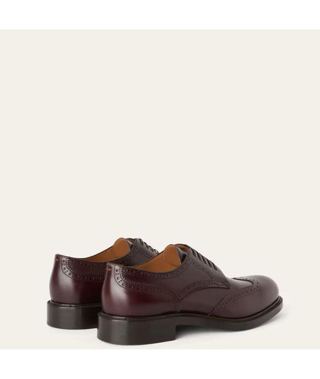 LORO PIANA Бордовые кожаные туфли, фото 3