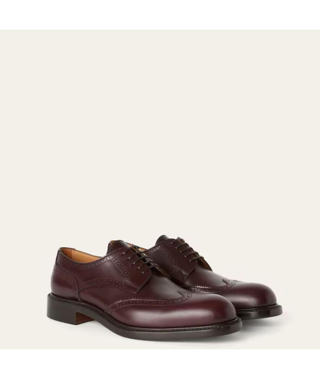 LORO PIANA Бордовые кожаные туфли, фото 2