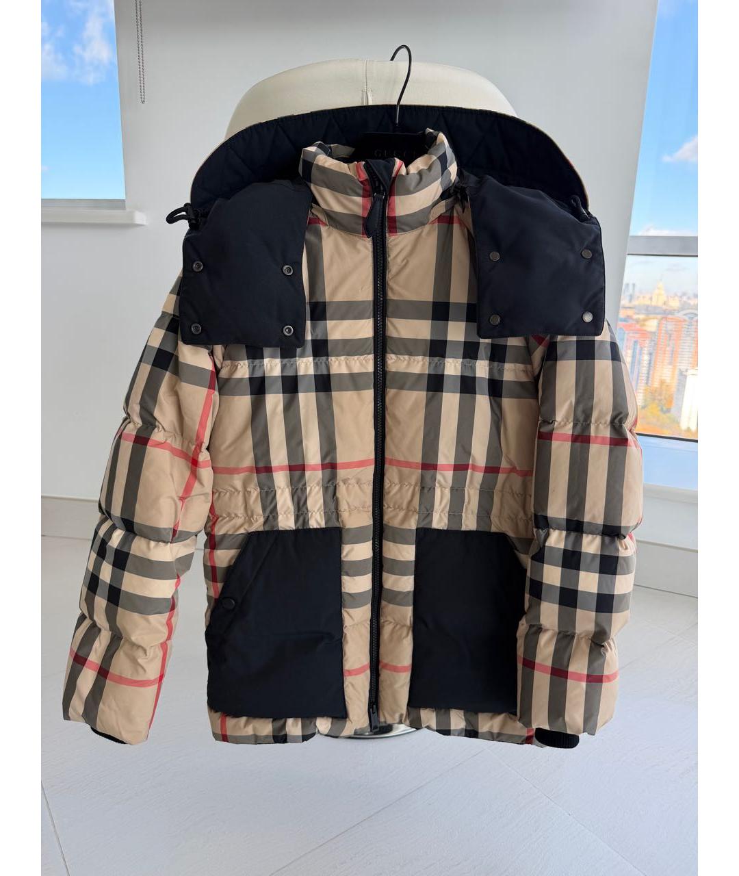 BURBERRY Бежевый полиэстеровый пуховик, фото 7
