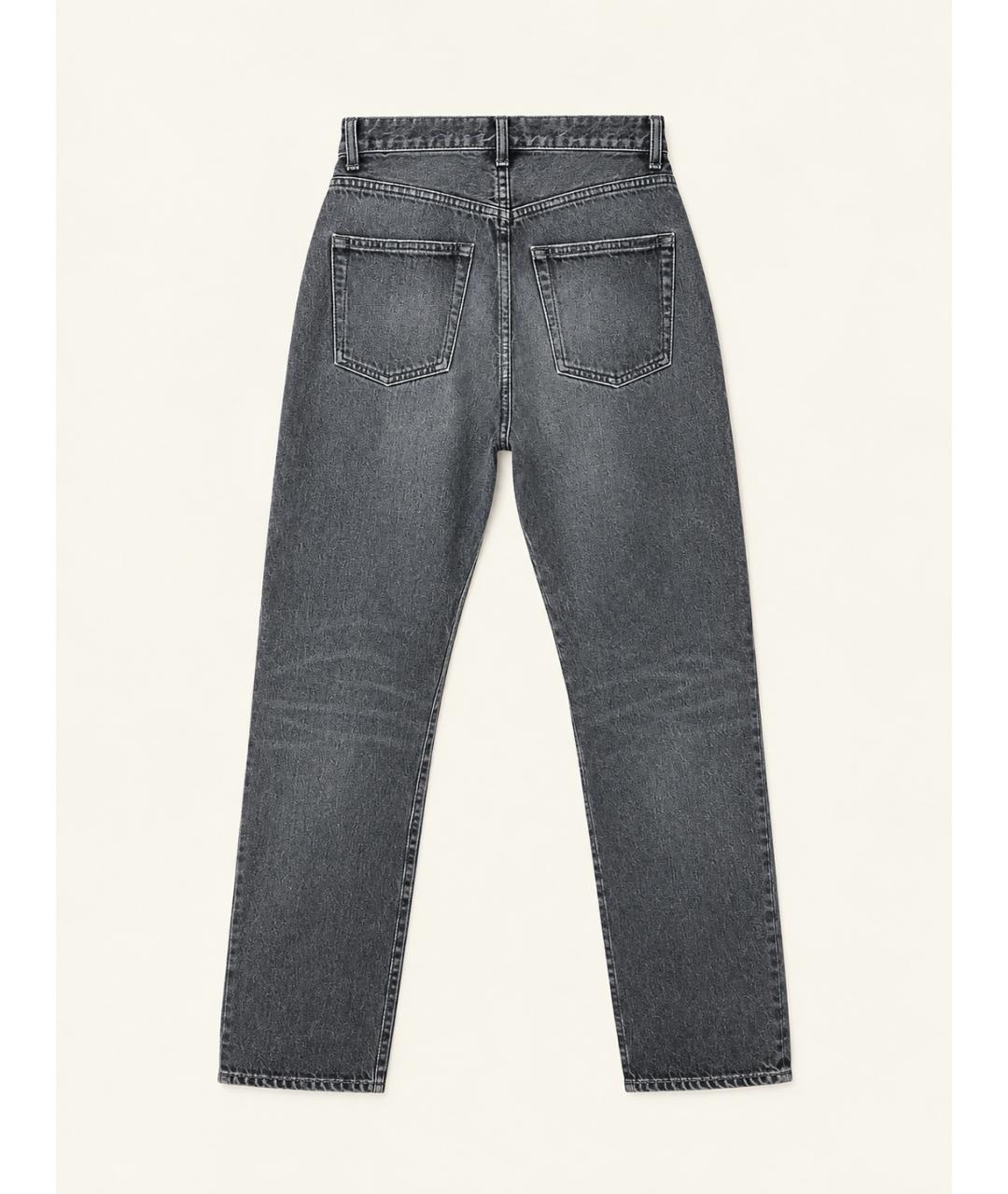 SAINT LAURENT Антрацитовые хлопковые прямые джинсы, фото 2