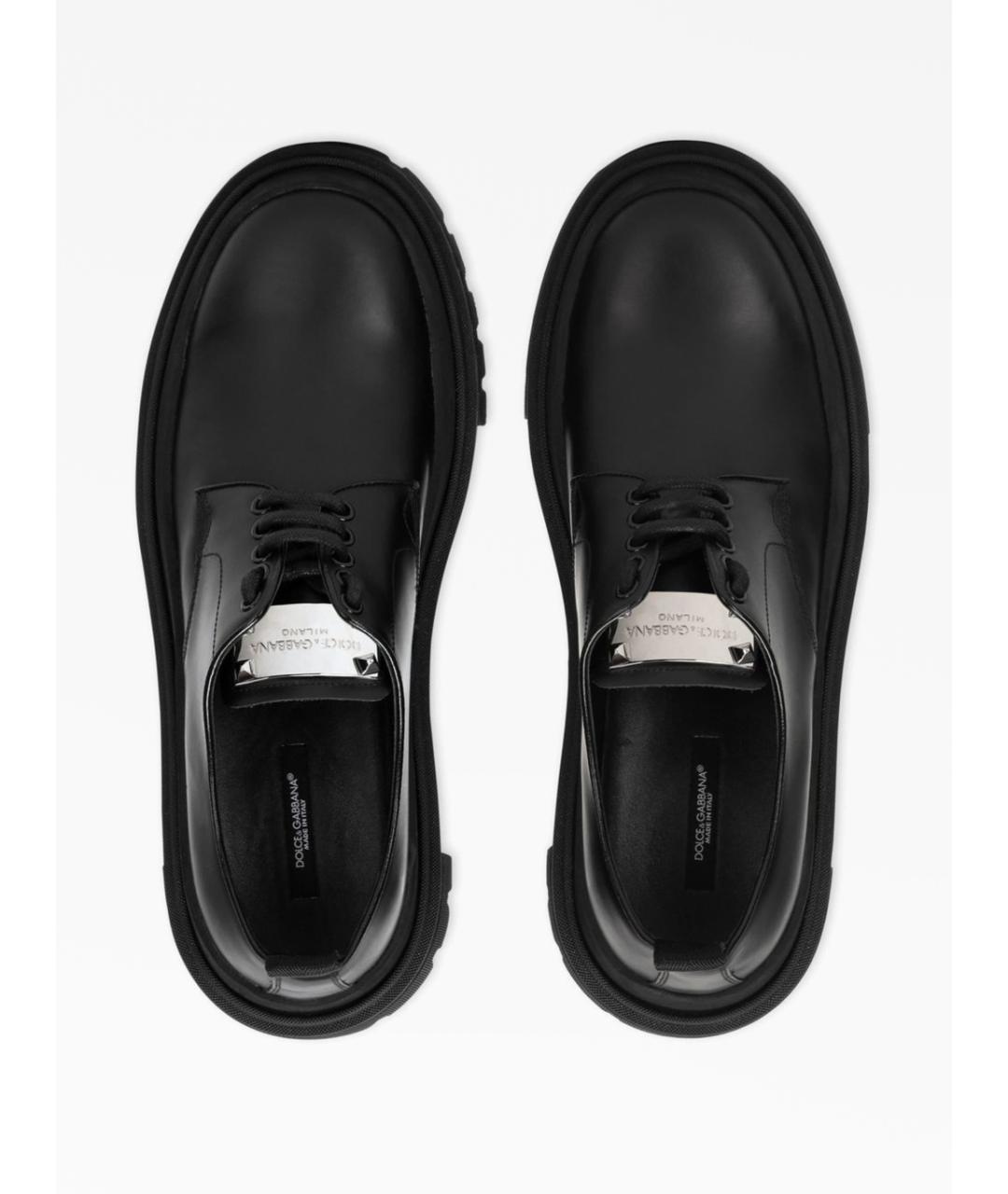 DOLCE&GABBANA Черные кожаные низкие ботинки, фото 4