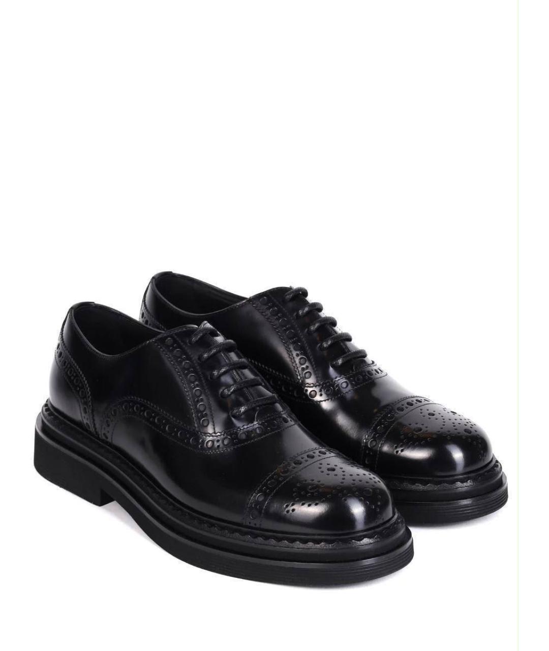 DOLCE&GABBANA Черные кожаные низкие ботинки, фото 2