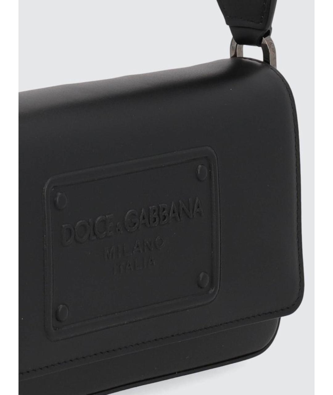 DOLCE&GABBANA Черная кожаная сумка на плечо, фото 4