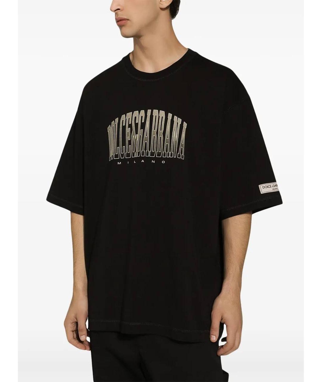 DOLCE&GABBANA Черная хлопковая футболка, фото 2