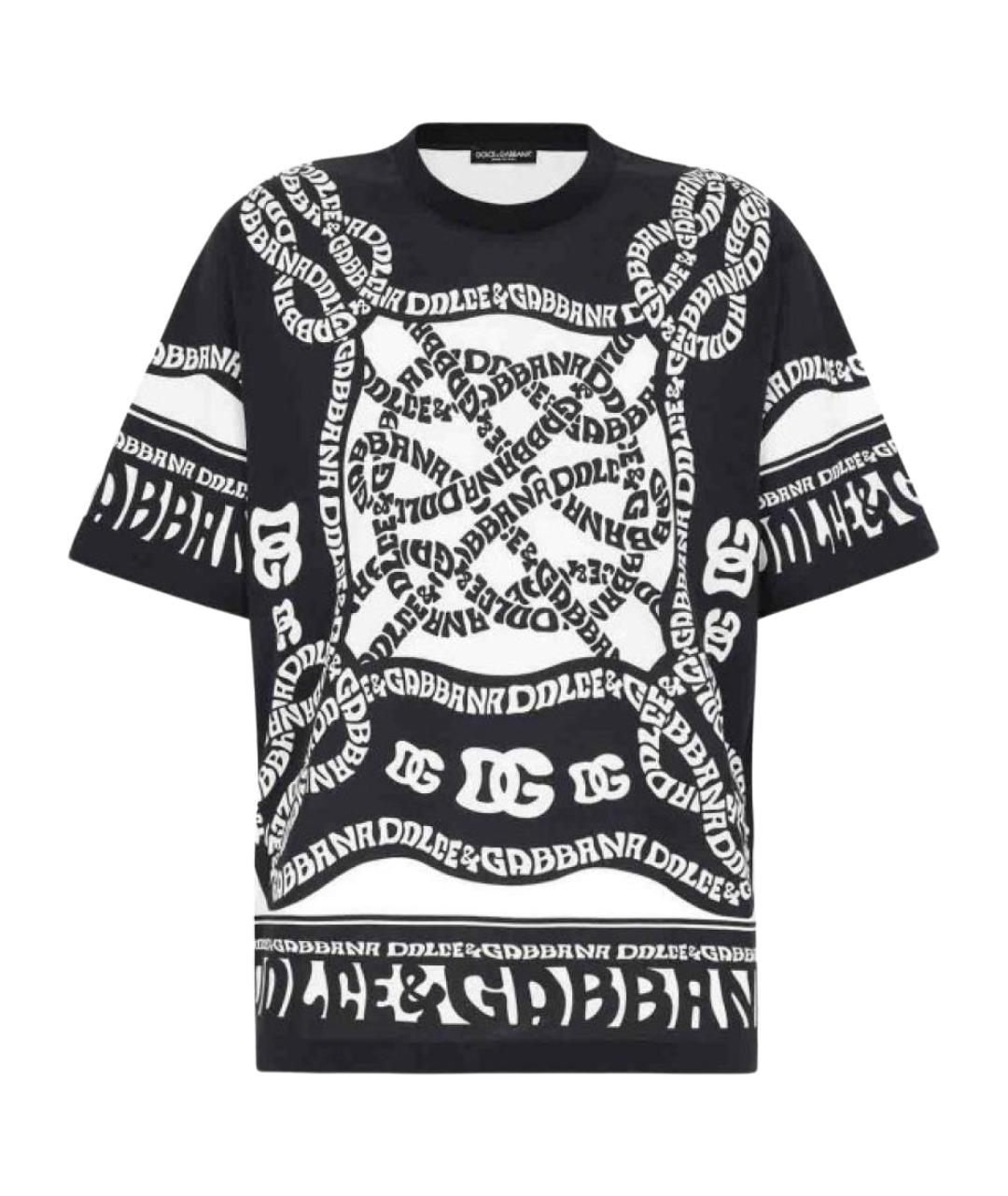 DOLCE&GABBANA Темно-синяя хлопковая футболка, фото 1