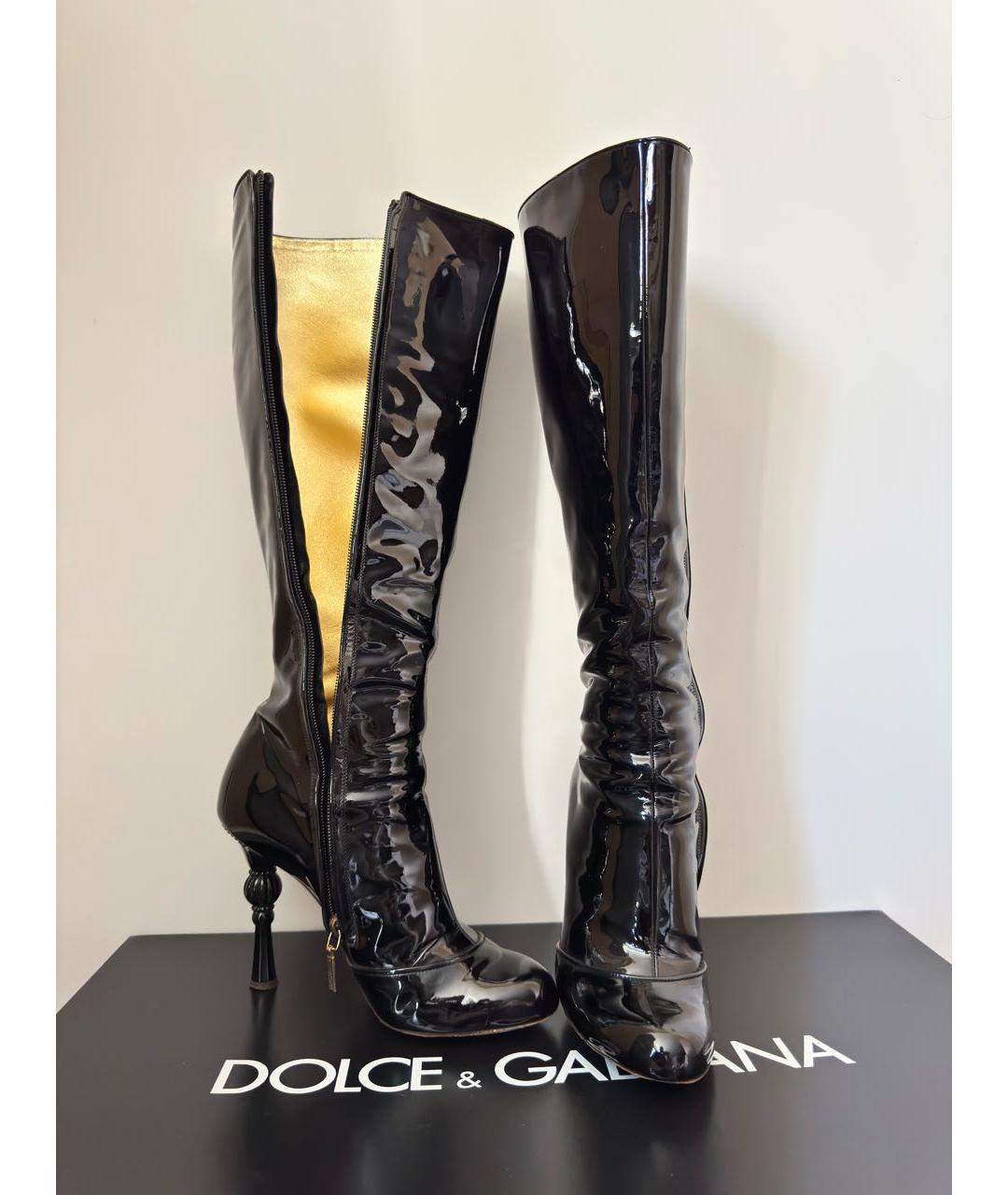DOLCE&GABBANA Черные кожаные сапоги, фото 5