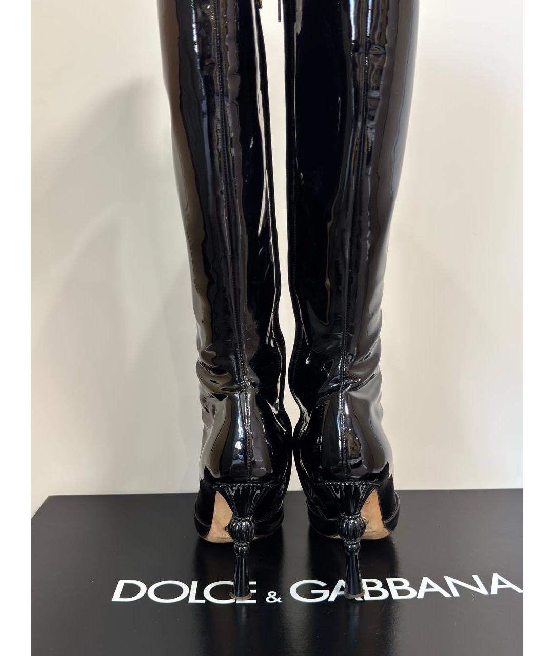 DOLCE&GABBANA Черные кожаные сапоги, фото 4